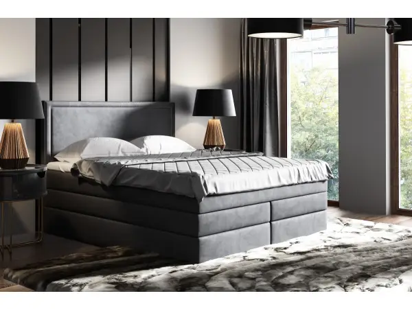PRESTO 2K eleganckie łóżko kontynentalne 160x200 taśma pinezkowa